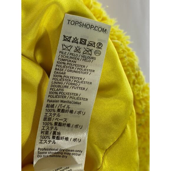 TOPSHOP Women’s Yellow Button-Up Oversized Teddy Jacket SZ 8 - Picture 10 of 11